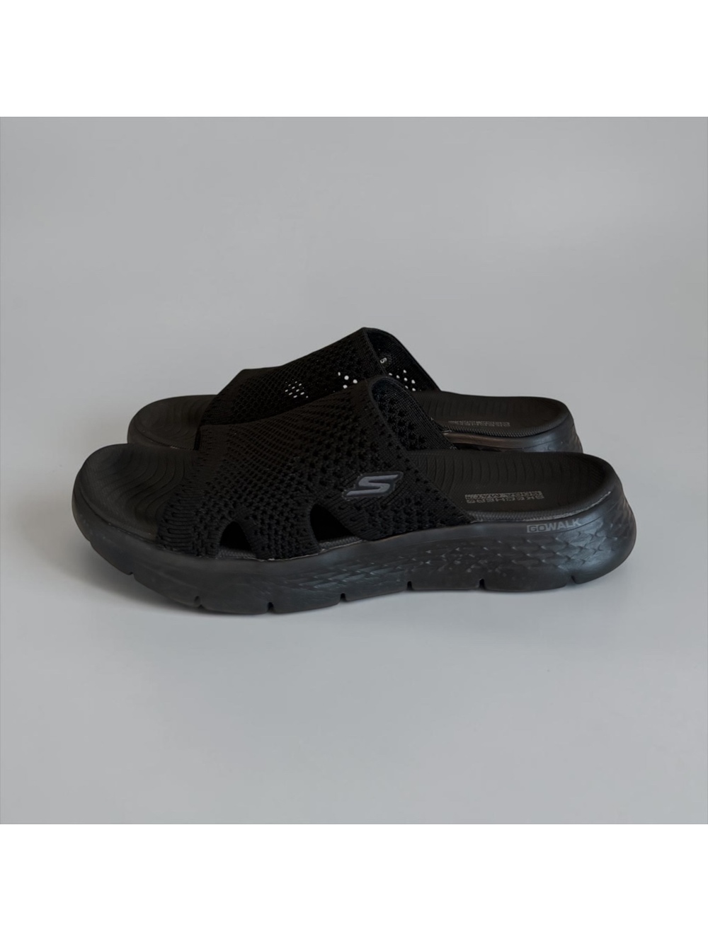 Skechers GOwalk Goga Mat Black Knit Slide Sandals (Women's Size 8)